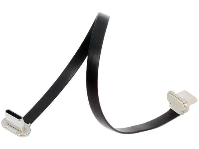 Flat 15cm USB-C cable with 90° angled connectors, matte finish