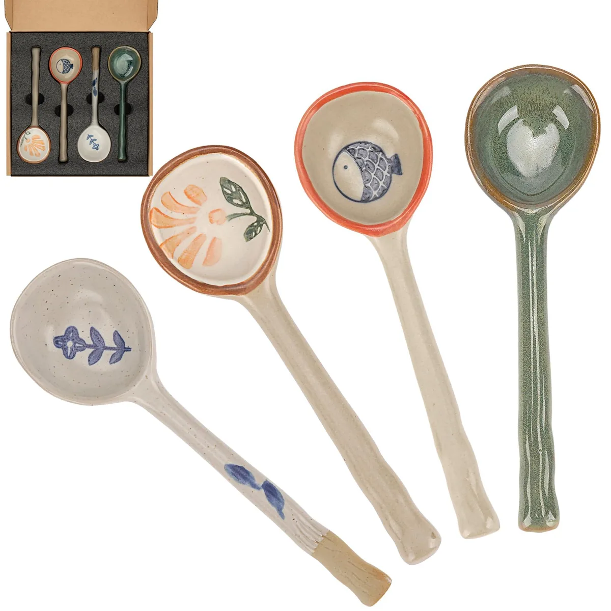  JANKOW JJL-1322-005 Japanese Ceramic Soup Spoons 6.57 in 4 Pack — product photo
