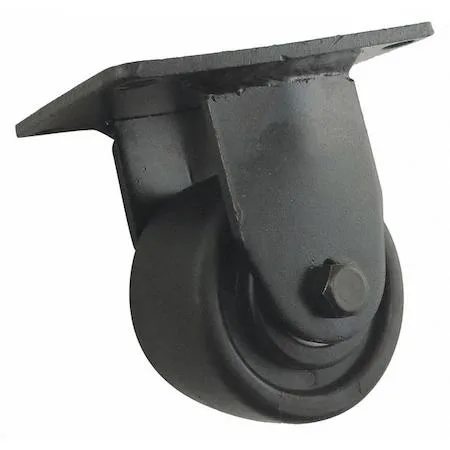 Rigid plate caster with copper plated steel frame and black polypropylene wheel