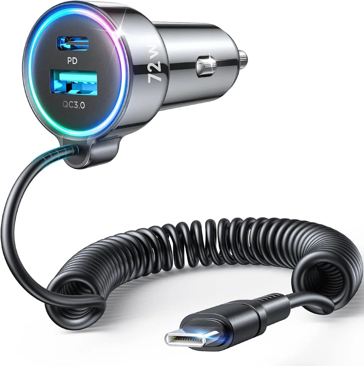 Hamzan Hamzan 72W Car Charger USB C 36W Coiled Cable — product photo