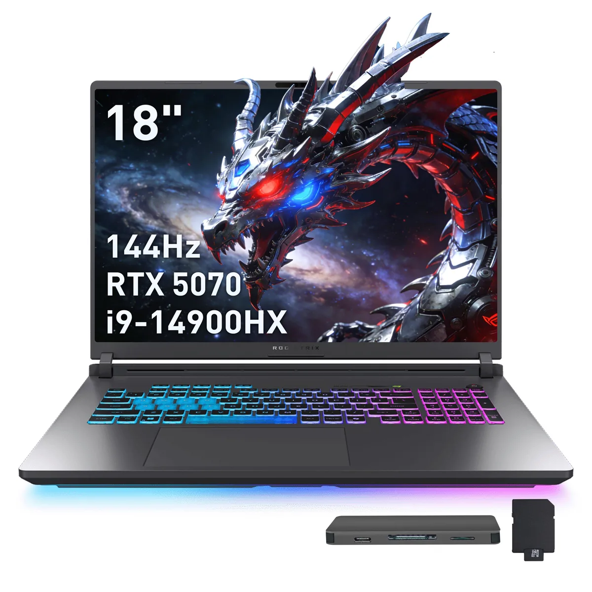 ASUS ASUS ROG Strix G18 gaming laptop i9-14900HX 64GB DDR5 2TB RTX 5070 18" WUXGA 144Hz Gray — product photo