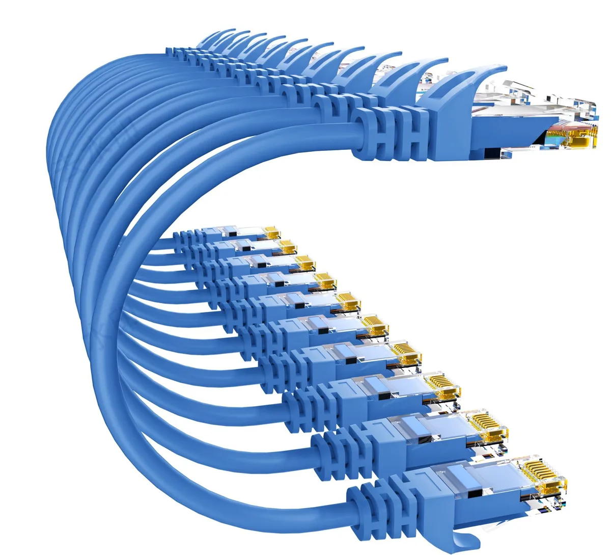  10Gsupxsel Cat 6 Ethernet Cable 1FT 10Pack Blue — product photo