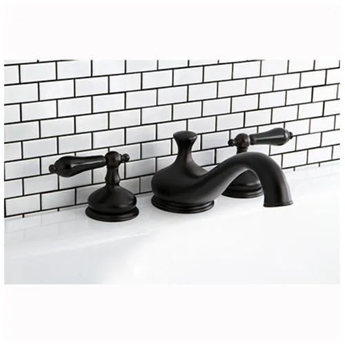 KINGSTON BRASS Kingston Brass KS3335PKL Heritage Onyx Roman Tub Filler Black Porcelain Lever Oil Rubbed Bronze — product photo