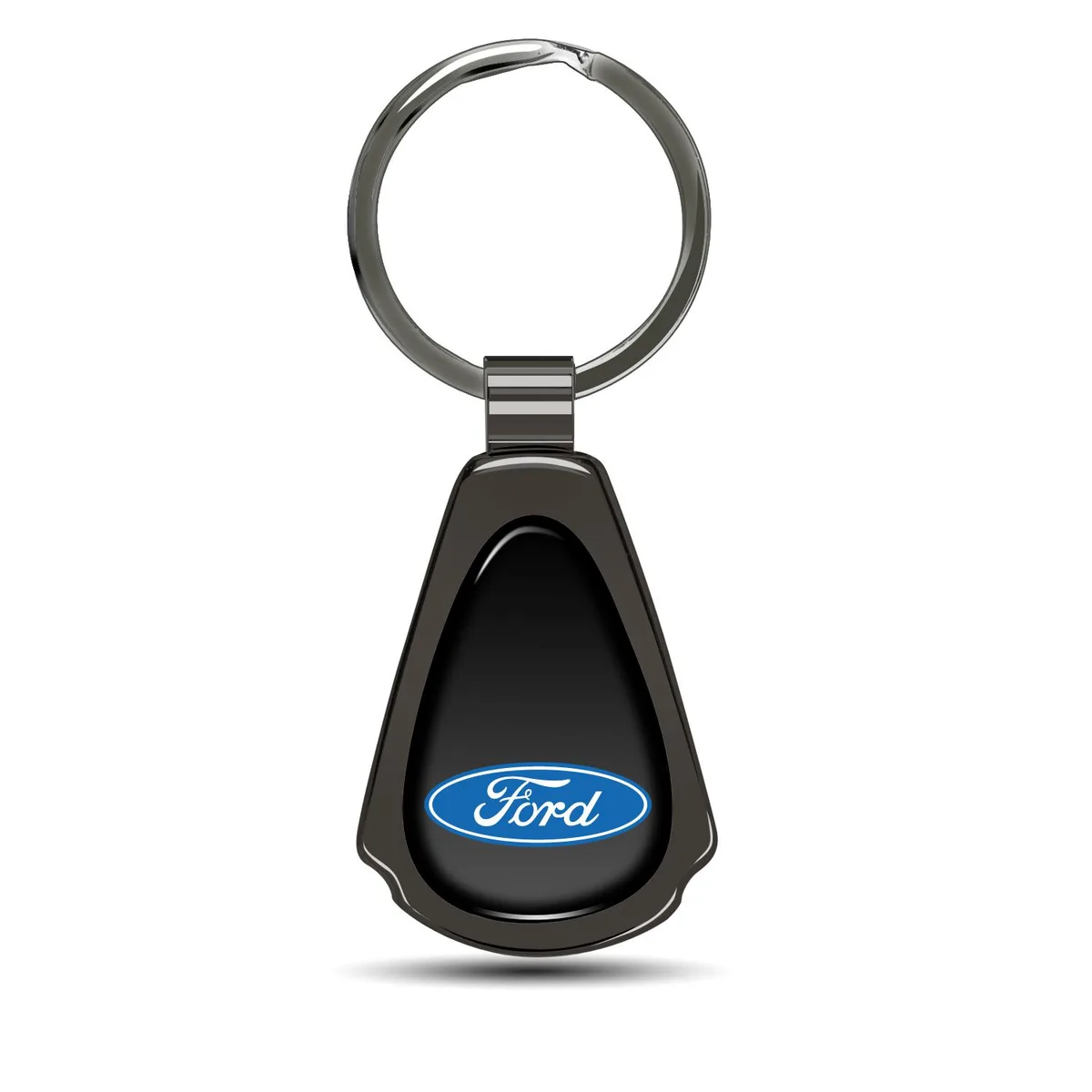 iPick Image, LLC iPick Image, LLC Ford Logo Black Dome Dark Gunmetal Metal Teardrop Key Chain — product photo
