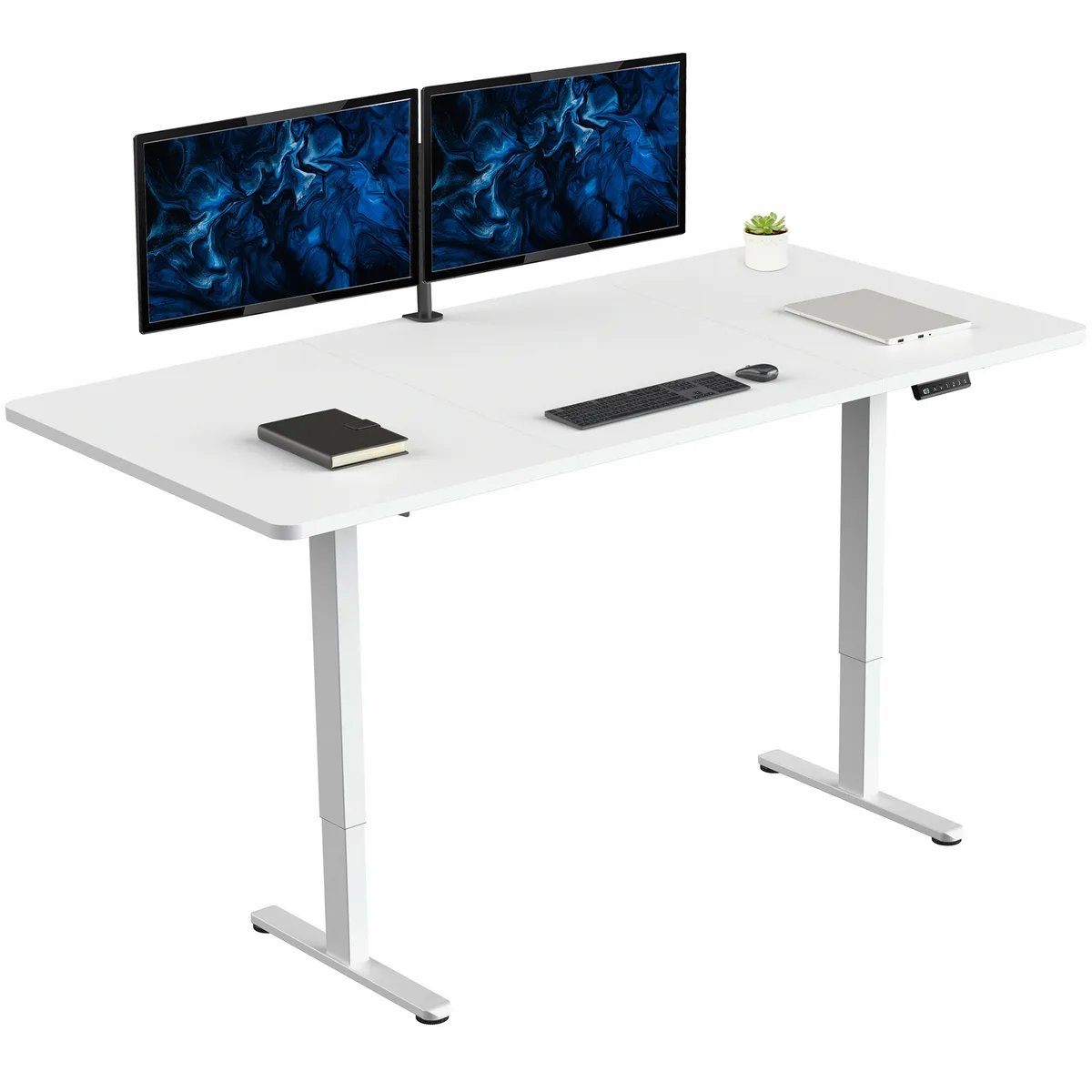 VIVO VIVO Electric Dual Motor 71 x 36 Standing Desk 220 lbs White Top White Frame office furniture — product photo