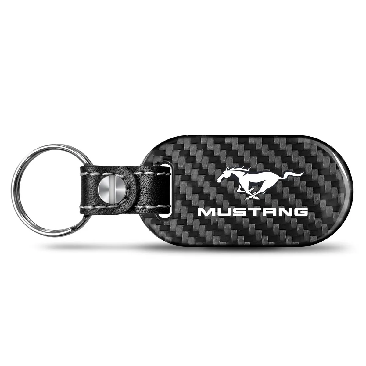 iPick Image, LLC iPick Image, LLC Ford Mustang 100% Real Black Carbon Fiber Tag Style Key Chain — product photo