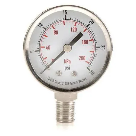 Value Brand Value Brand Commercial Pressure Gauge 0 to 30 psi 2 in Dial 1/4 in — product photo