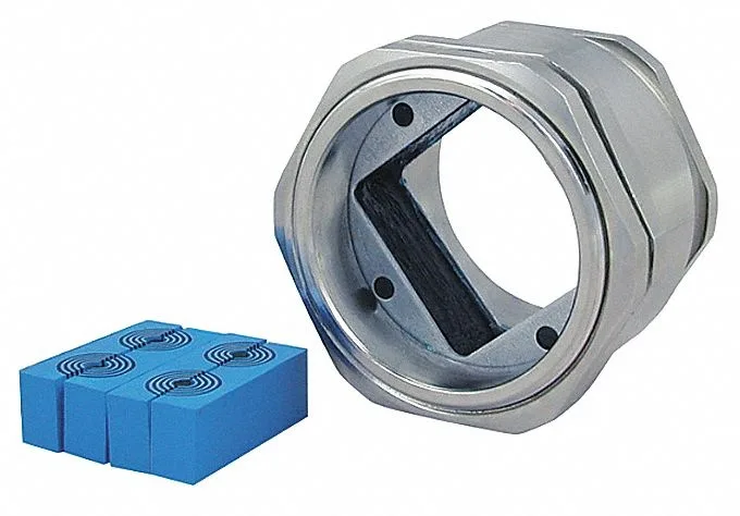 Transparent polyamide cable gland with four holes for 0.13 to 0.65 in cables
