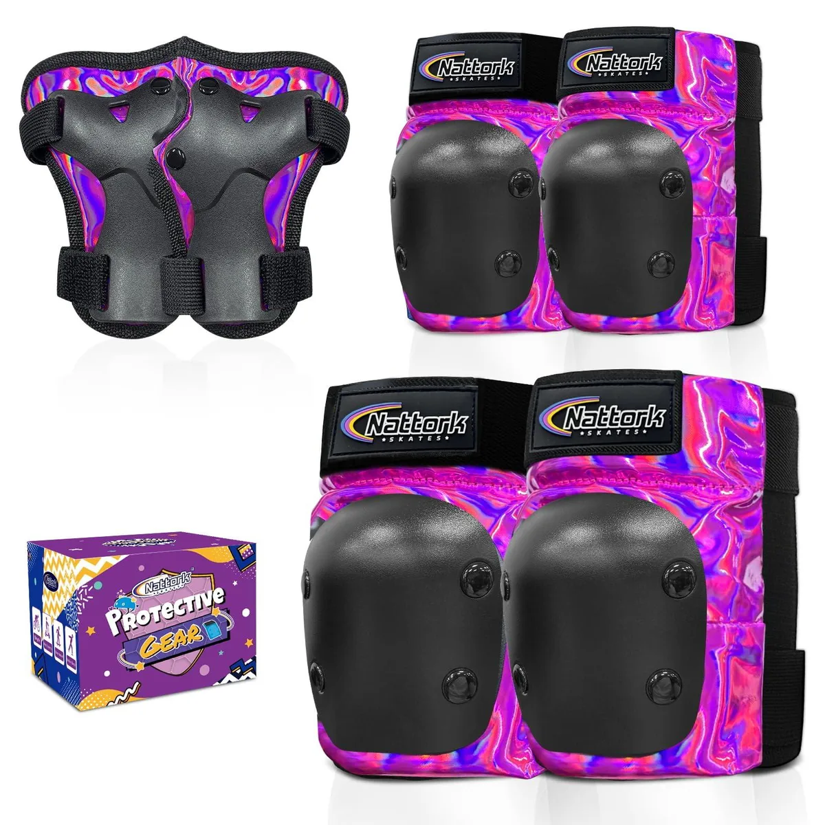  Nattork 6-in-1 Skateboard Protective Gear Set Red M — product photo