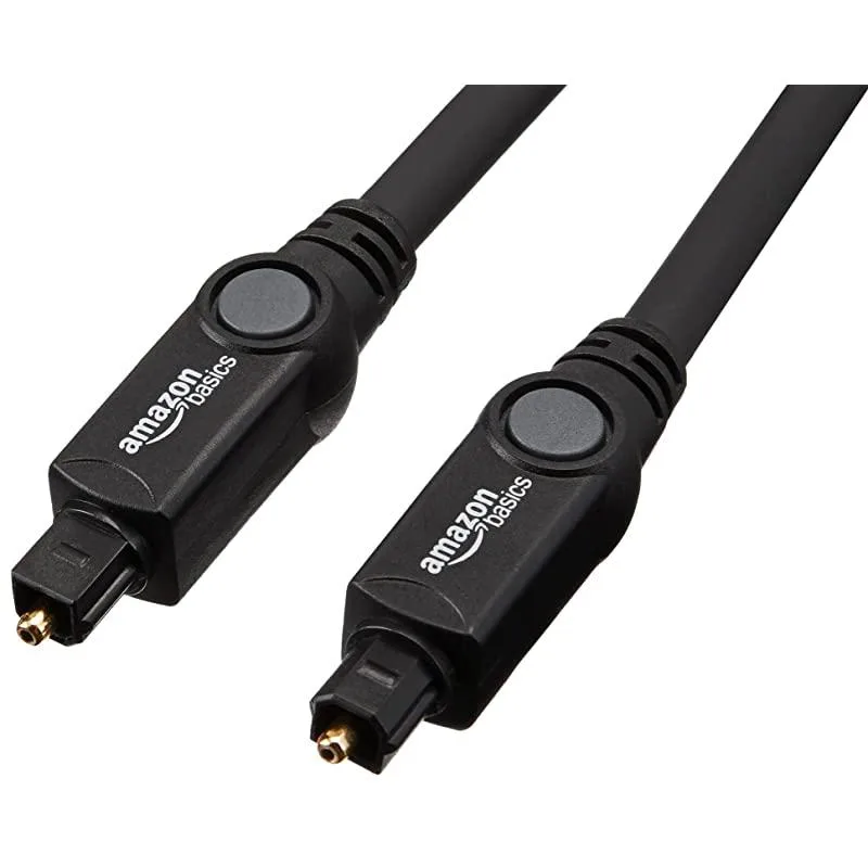 Black Toslink optical audio cable with gold connectors and rubber tip covers