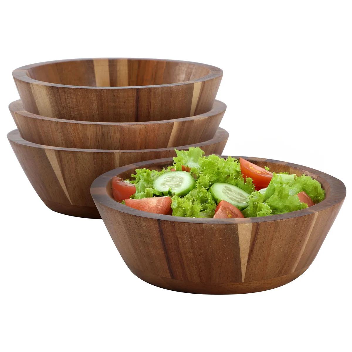 MegaChef MegaChef Acacia Wood Salad Bowl Set 4 Piece 6.75 Inch — product photo