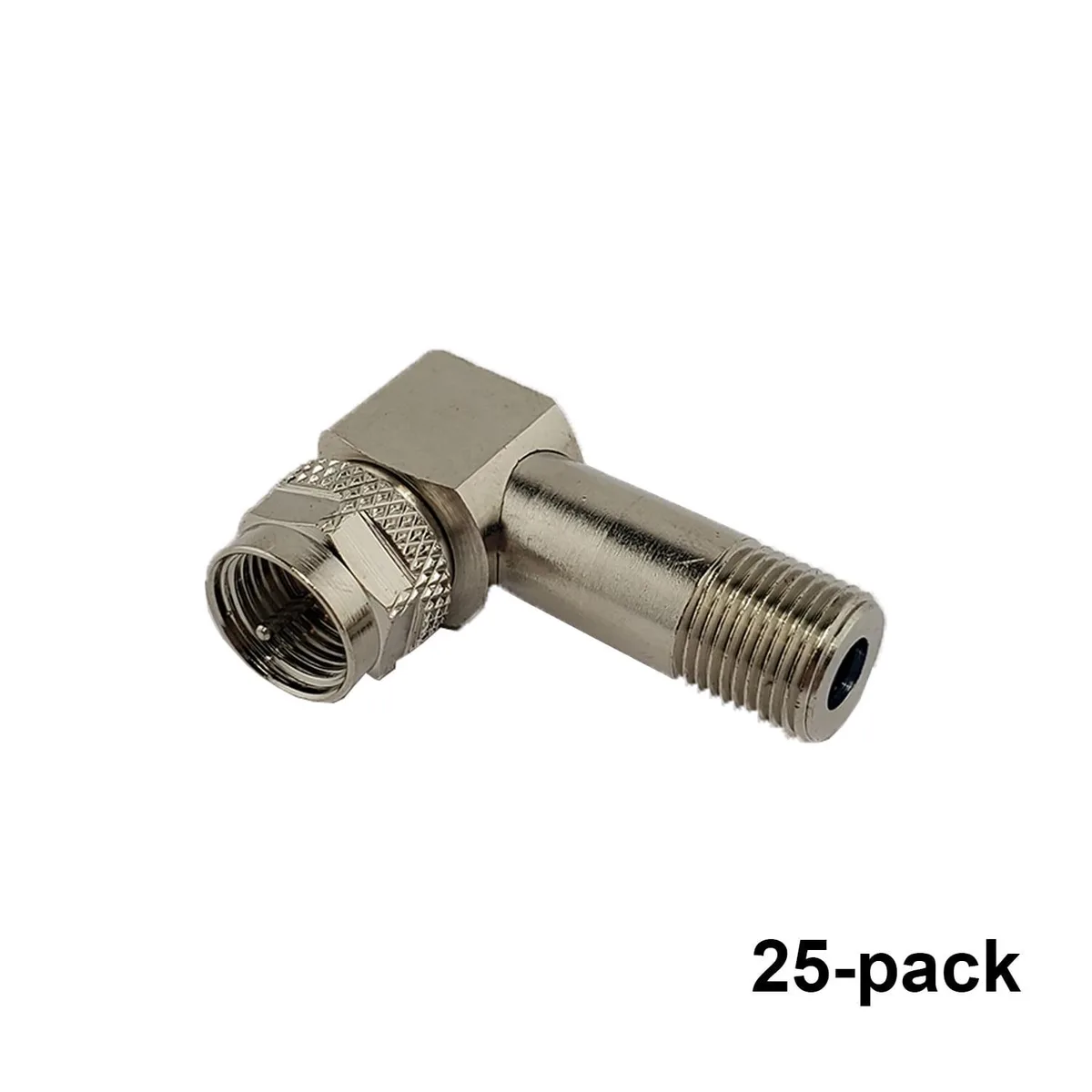 Bag of 25 right-angle coaxial adapters with knurled grips