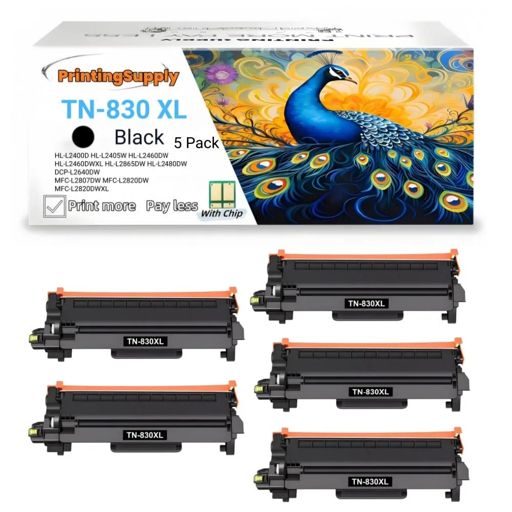 Aster Graphics Inc Aster Graphics Inc TN-830XL 5 Pack Black Toner Cartridge 3000 Pages — product photo