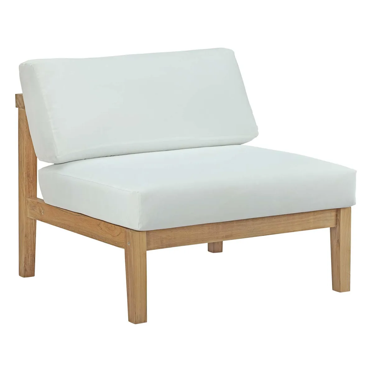 Modway Furniture Modway Furniture Bayport Teak Outdoor Armless Chair Natural White 33.5"L x 35"W x 26.5-31"H — product photo