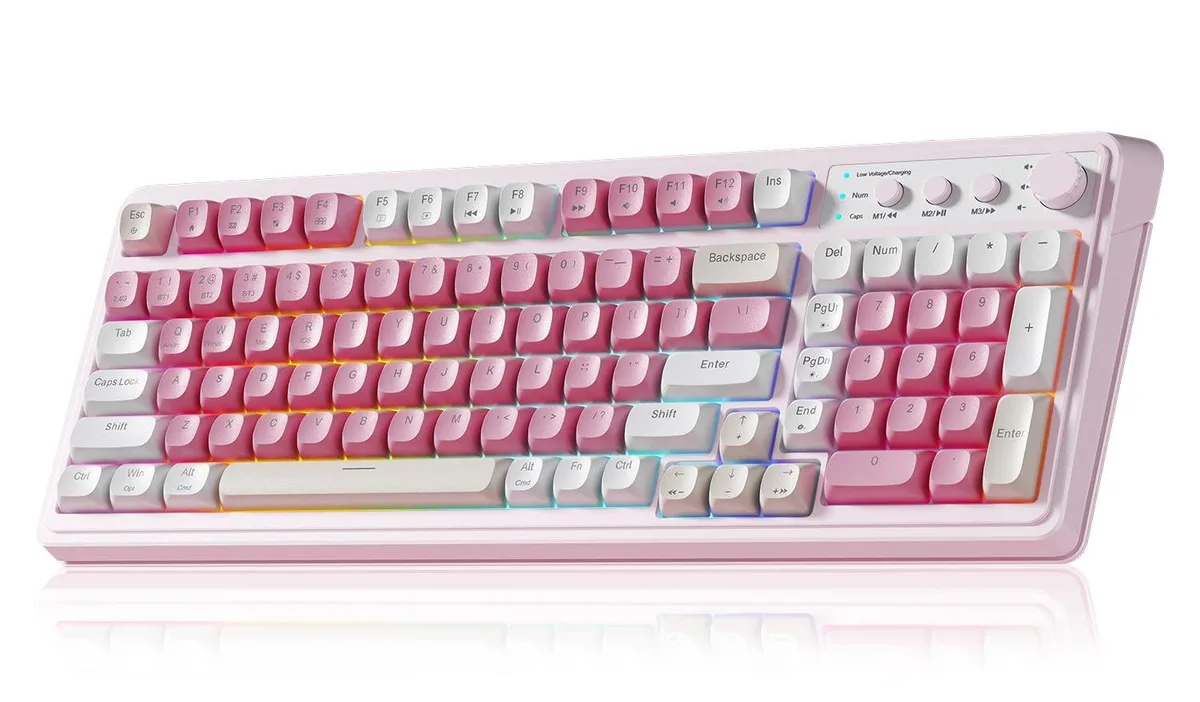 Vszerda Vszerda S99 99-key gaming keyboard pink RGB Bluetooth 5.0 — product photo