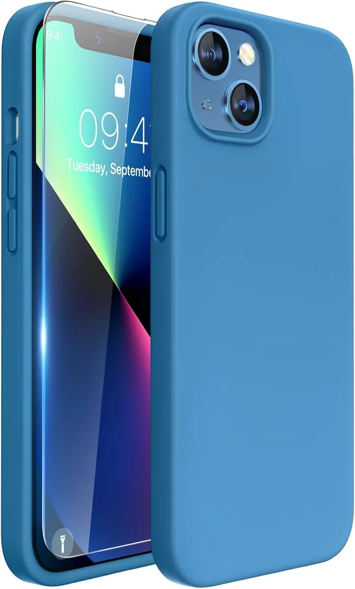 TAURKENAM TAURKENAM iPhone 13 Case with Tempered Glass Screen Protector Capri Blue — product photo