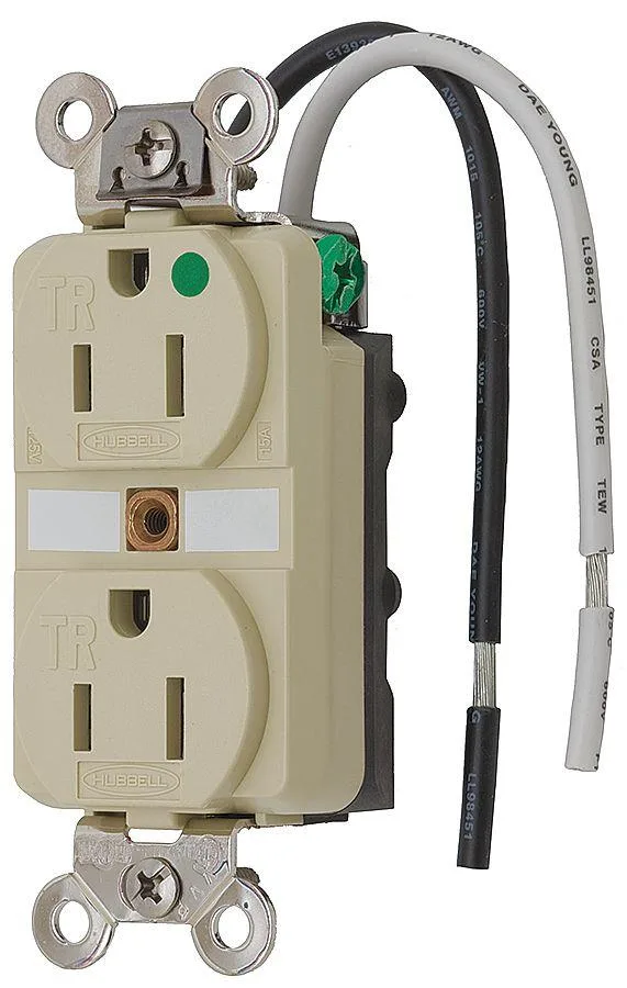 Hubbell Incorporated Hubbell Incorporated HBL8200SGIA straight blade receptacle 5-15R 15A ivory — product photo