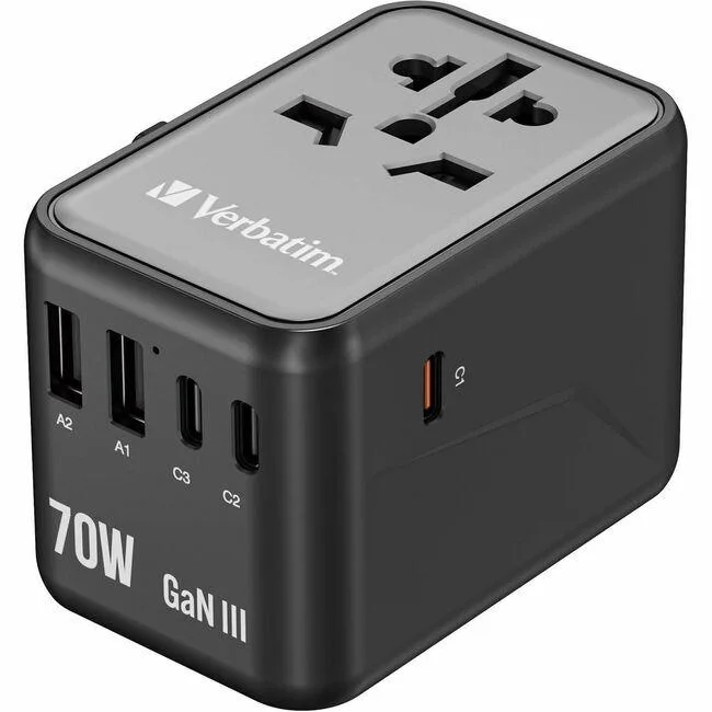 VERBATIM VERBATIM 32124 Universal Travel Adapter 70W USB-C USB-A 120V 230V — product photo