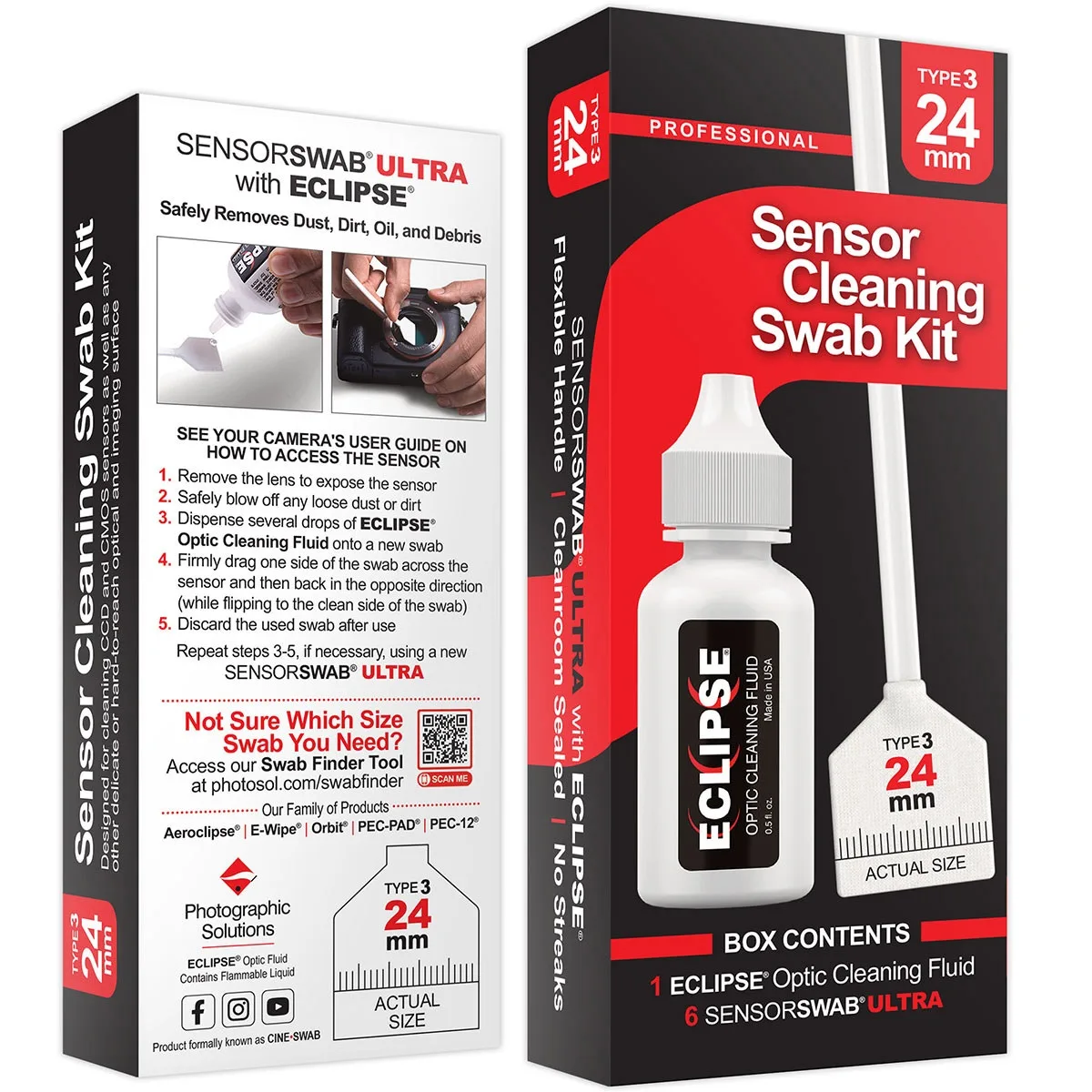 Photographic Solutions Photographic Solutions 24mm Sensor Cleaning Swab Kit with Eclipse Solution — product photo