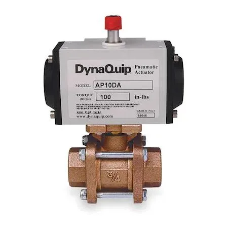 Dynaquip Controls Dynaquip Controls pneumatic ball valve 1-1/2" FNPT bronze NC 115V AC 600 psi — product photo