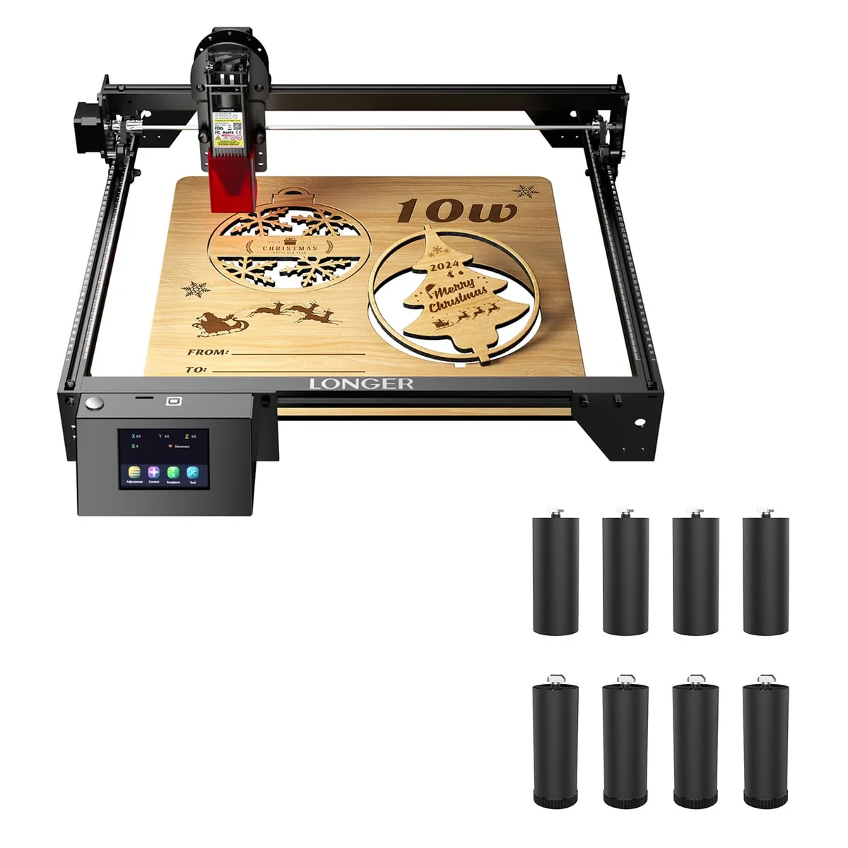 LONGER LONGER RAY5 10W Laser Engraver &amp; Height Extension Kit 8 Riser Pads — product photo