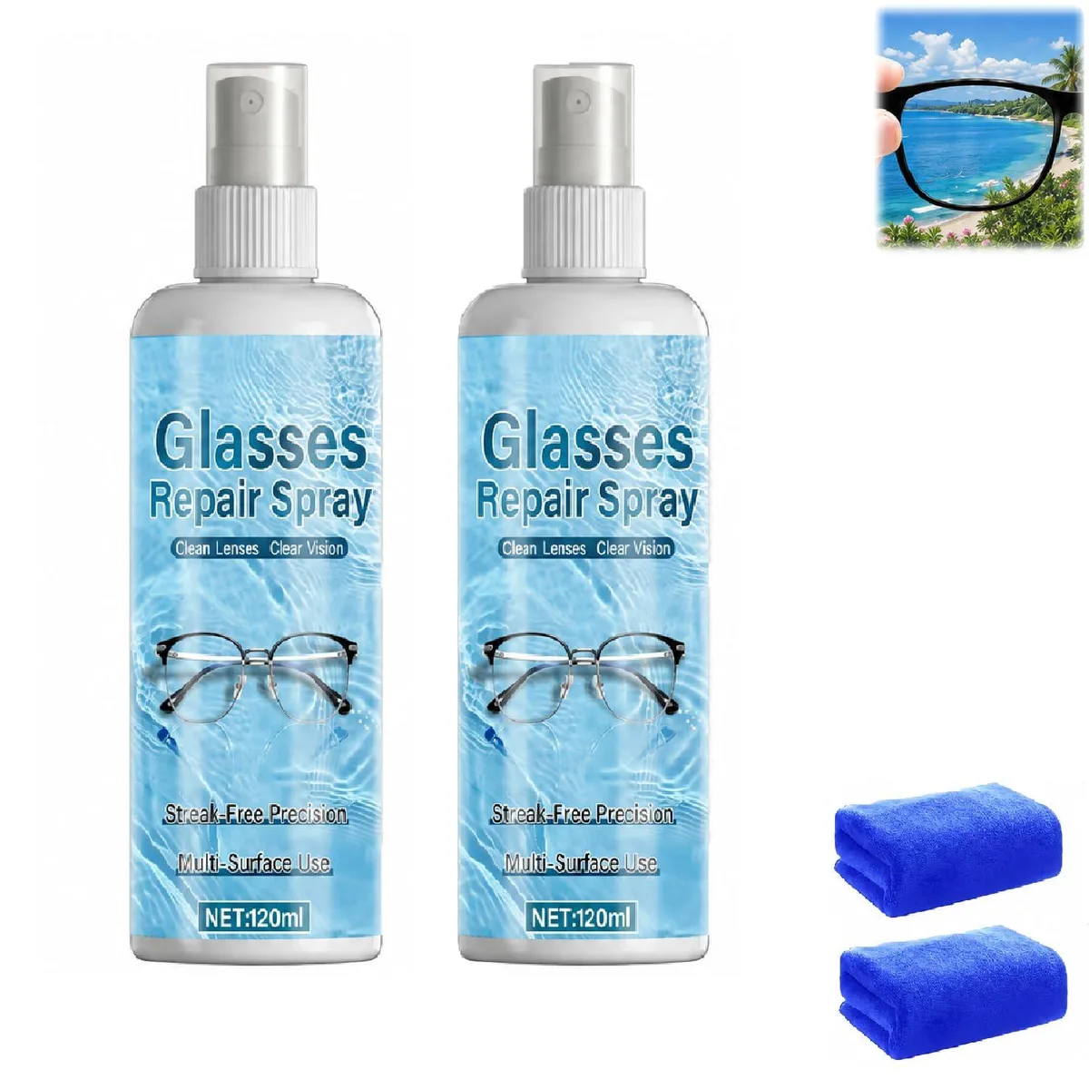  2PCS Eyeglass Scratch Remover Kit with Cloths — product photo