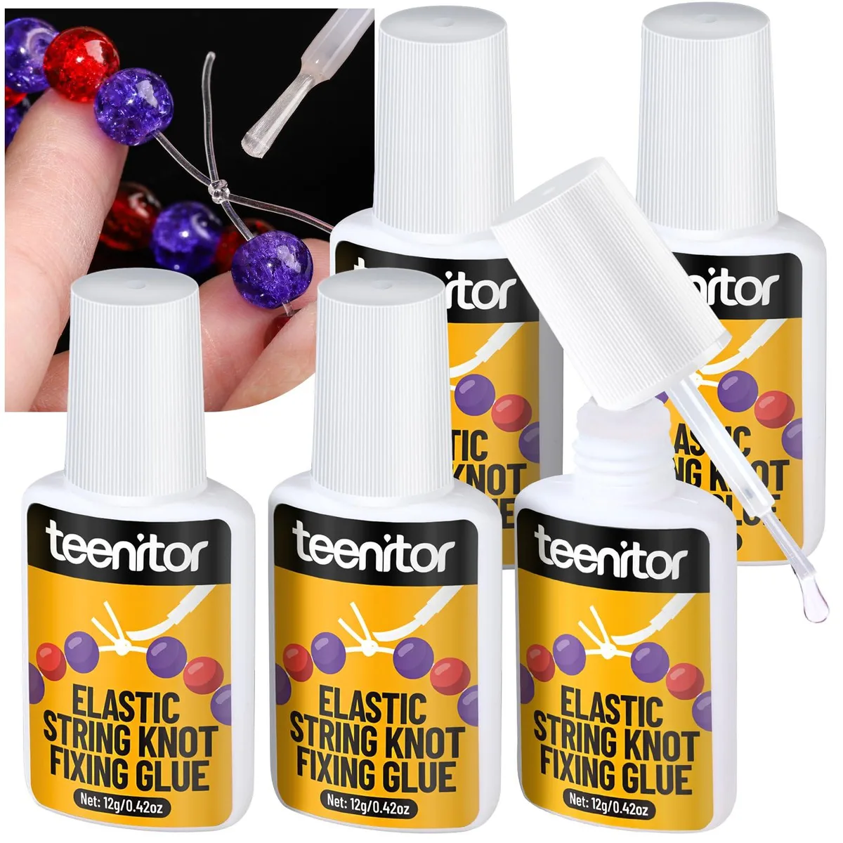  Teenitor Jewelry Glue for Elastic String 5 × 12g Clear Liquid Adhesive — product photo