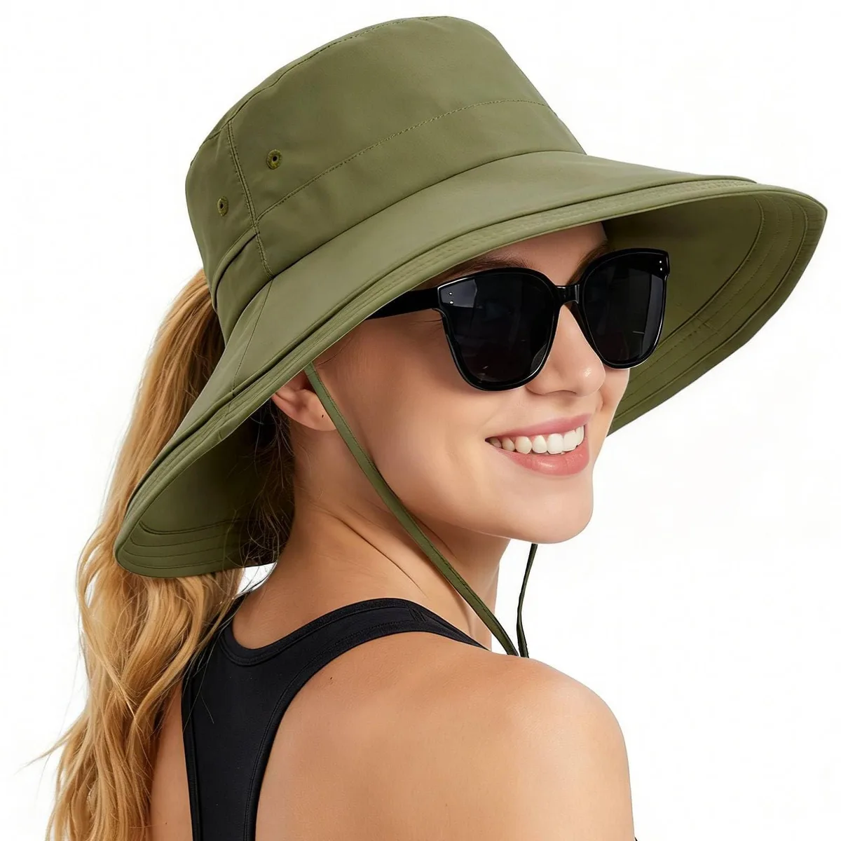 Sun Hat Black 4.33in Brim UPF 50+ 55-58.7cm — product photo