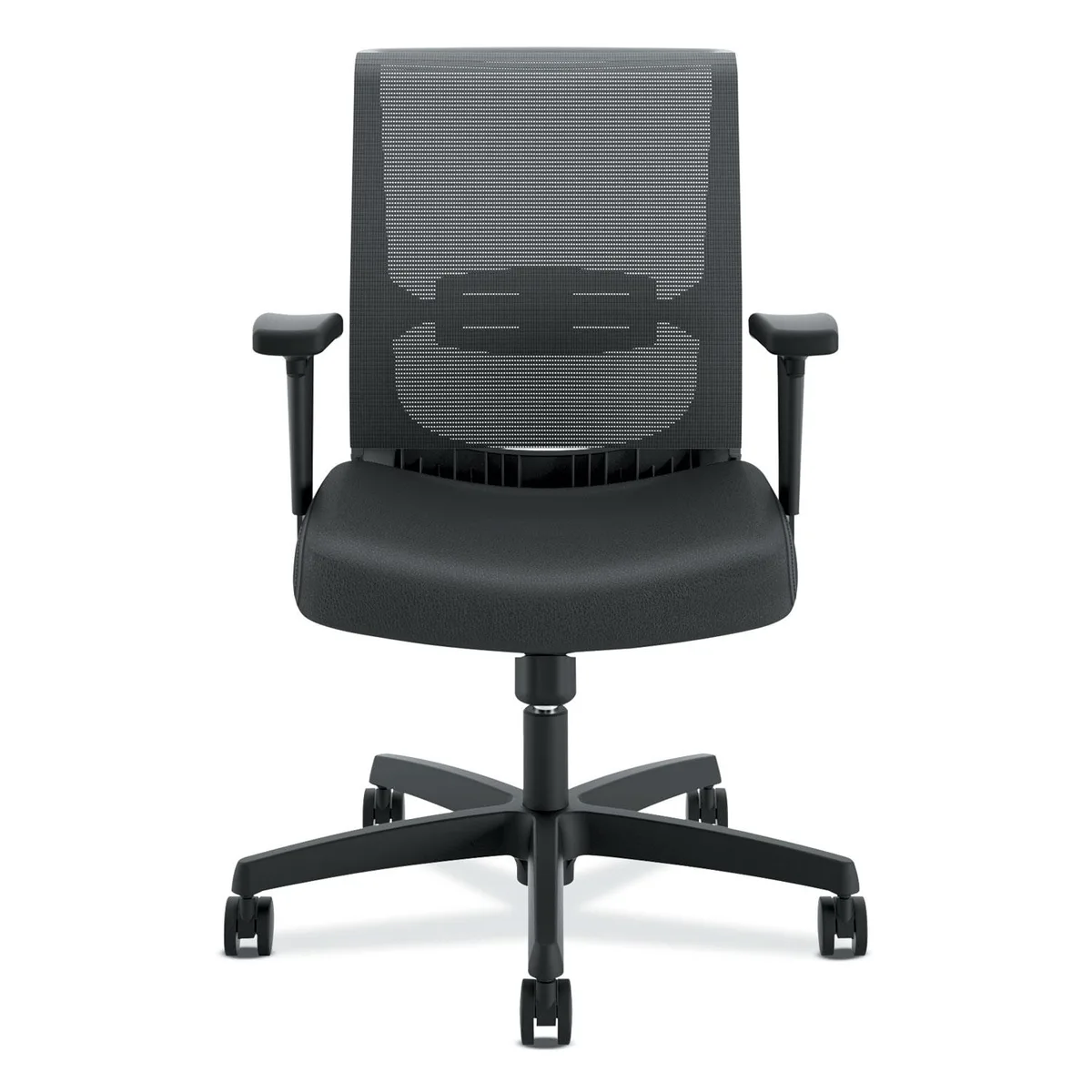 HON HON HONCMS1AUR10 Convergence Task Chair, Swivel-Tilt, Black Vinyl, 30" D x 27" W x 39.75" H — product photo