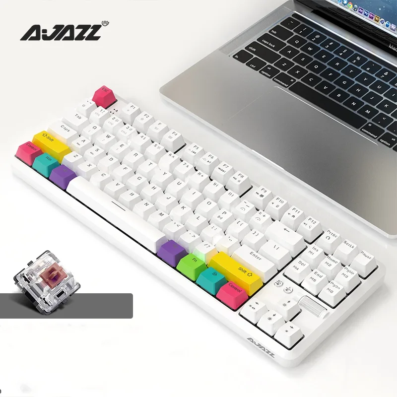 A-jazz A-jazz K870T TKL Mechanical Gaming Keyboard 87 Keys Brown Switch White RGB Dual-mode — product photo