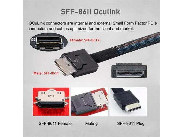 LORDWORLD LORDWORLD OCuLink SFF-8611 4i Male to Male Active Cable 90 Degree 50cm PCIe 4.0 64Gbps — product photo
