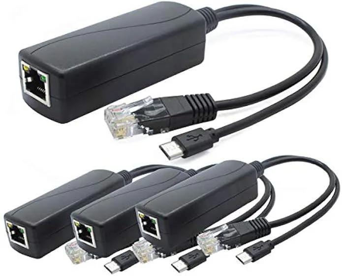 TAURKENAM TAURKENAM 4-Pack 5V PoE Splitter 48V to 5V 2.4A Micro USB — product photo