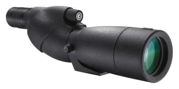 Black straight spotting scope with rubber armour, 65 mm objective, 20-60x zoom eyepiece