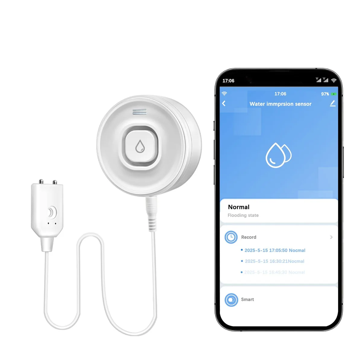  Emerson SQ400C 100dB Wi-Fi water leak sensor — product photo