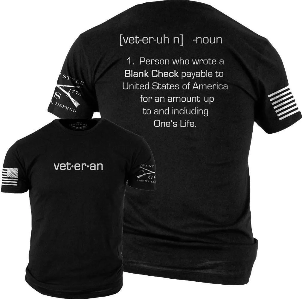Grunt Style, LLC Grunt Style Blank Check Veteran Men's Casual Shirt Black Small — product photo