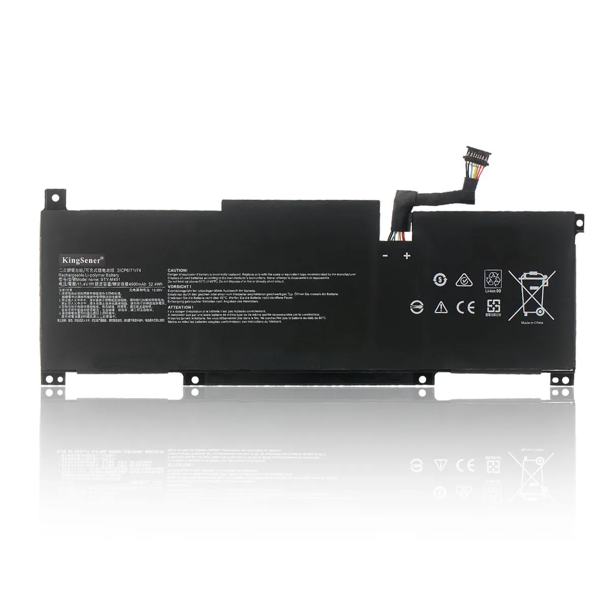 KingSener KingSener BTY-M491 laptop battery 52.4WH 11.4V for MSI Modern 15 A10RB — product photo