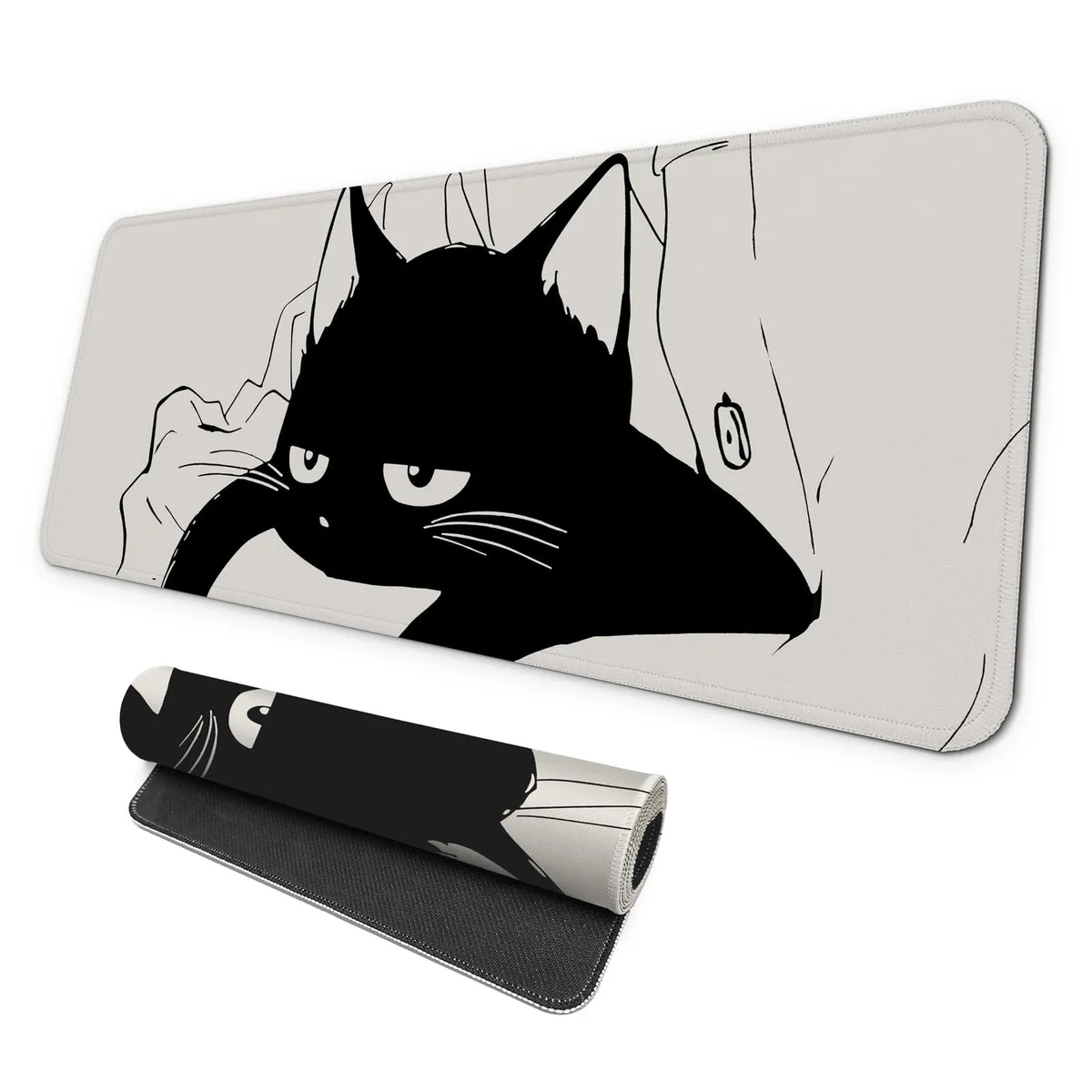  MAY FLOWER Black Cat Mouse Pad 31.5 x 11.8 in — product photo