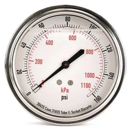 Value Brand Value Brand Pressure Gauge Liquid Filled 3-1/2 In 0-160 304 Stainless Steel — product photo