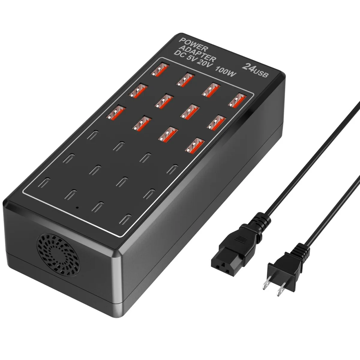 KEHIPI KEHIPI ZETX24C01B 24-Port USB Charger 100W Black — product photo