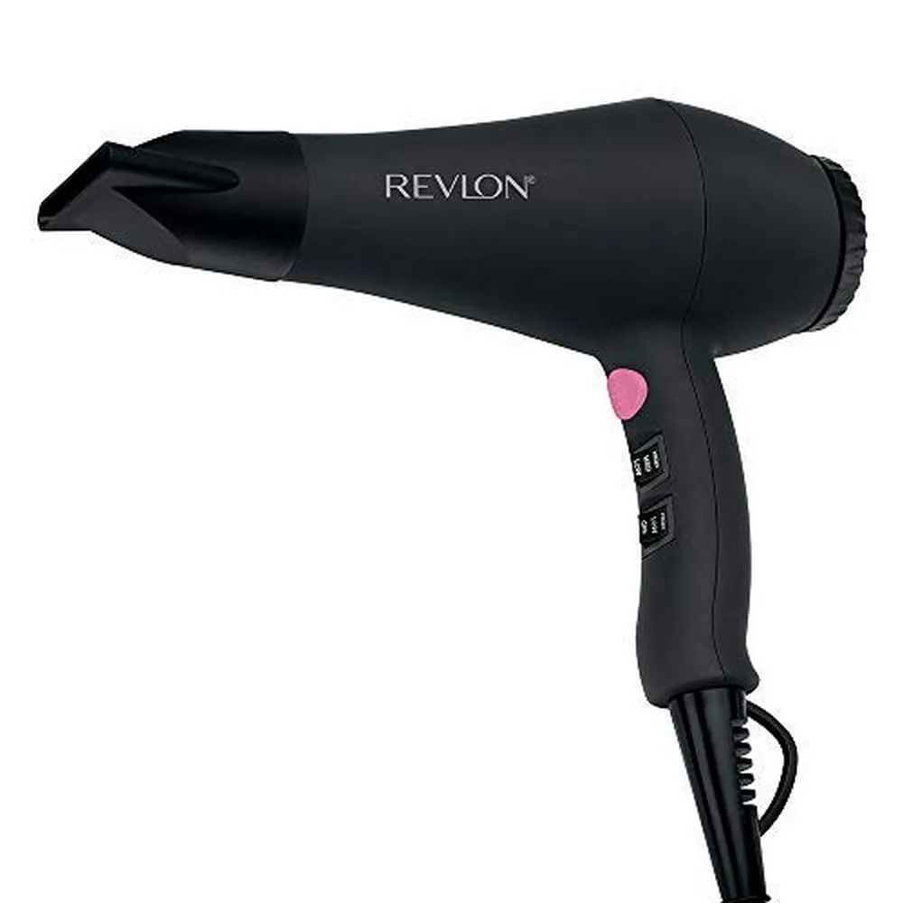 Black Revlon hair dryer with diffuser and concentrator attachments