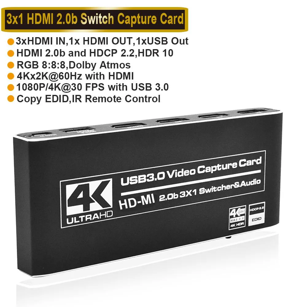 LUOM LUOM OZC6 3×1 4K 60Hz HDMI Video Capturing Device — product photo