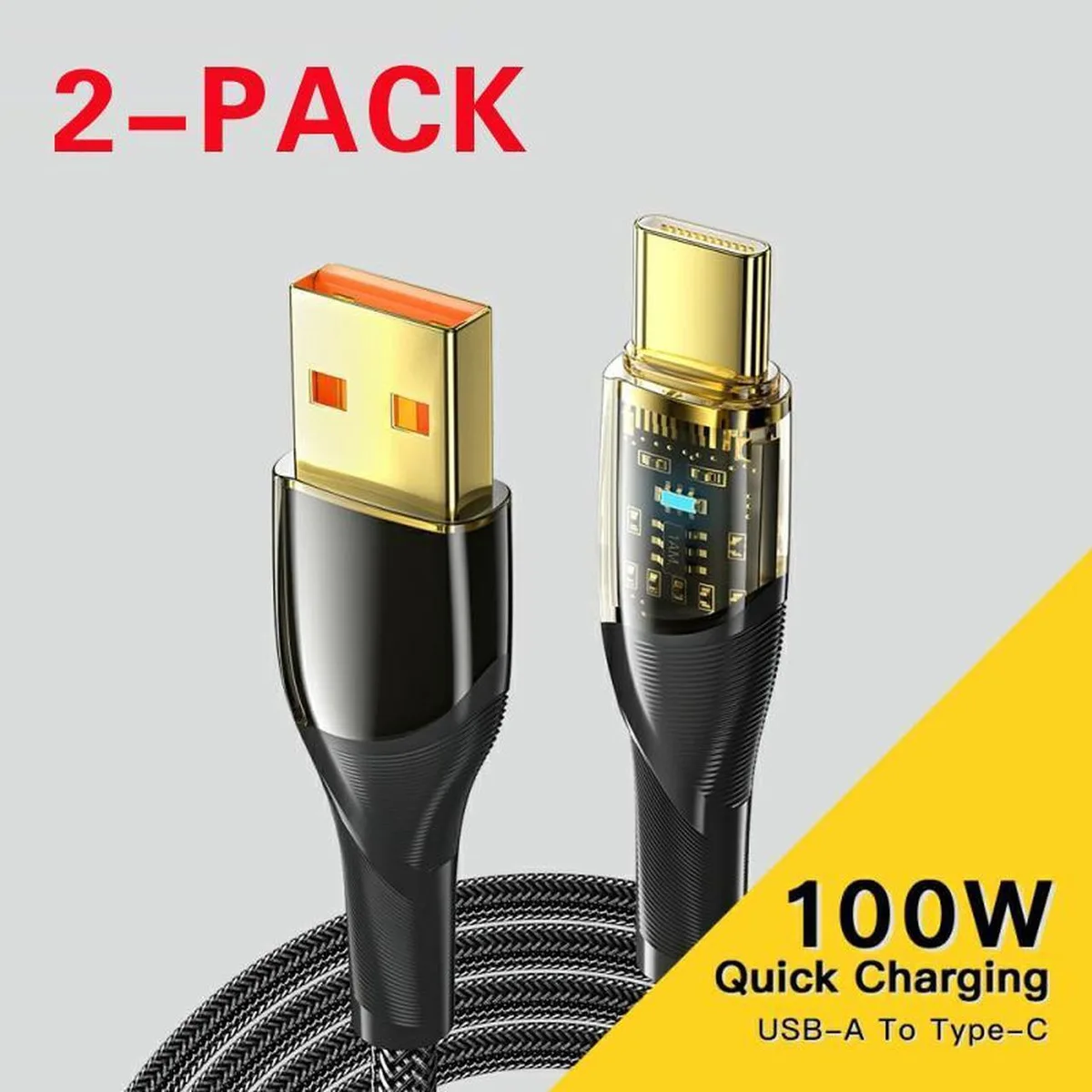 SMUGDESK SMUGDESK 100W USB A to USB C Cable 3.3ft Black 2 Pack — product photo