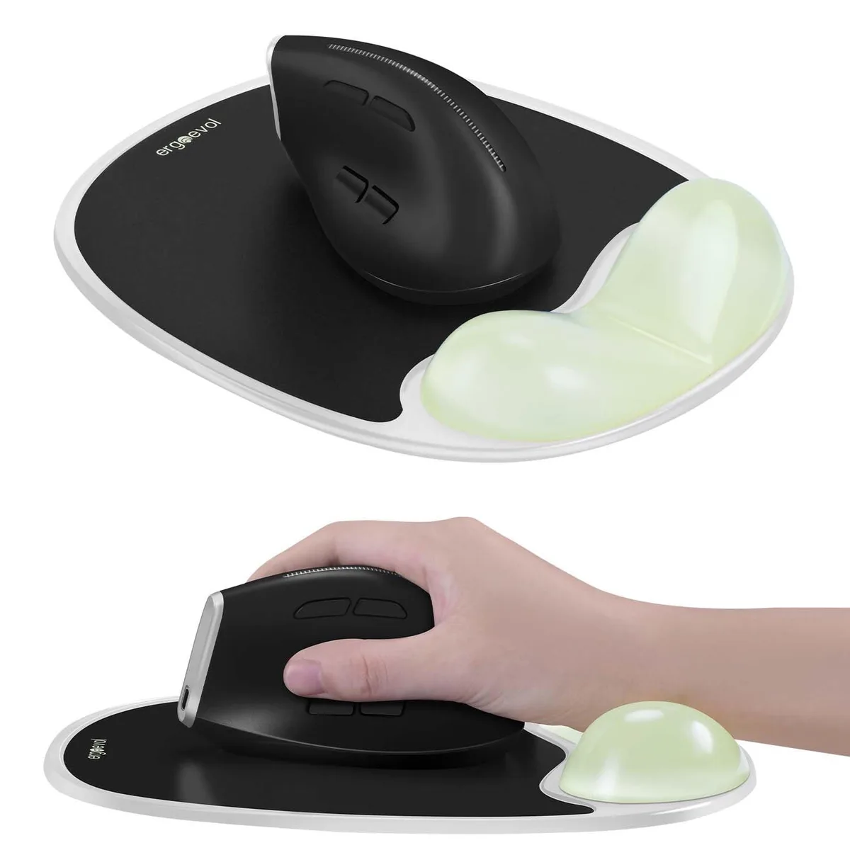 Keychron EMP-S01 Ergonomic Mouse Pad Glow in the Dark Silicone Wrist Rest Black 25 x 21 cm — product photo