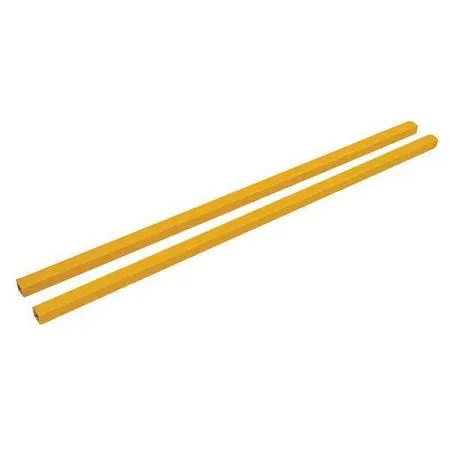 Two yellow steel square handrail connecting sections, 8 ft each, with self-drill screws