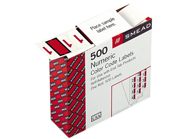 Smead Smead 67371 Single Digit End Tab Labels Number 1 Red 500 Roll — product photo
