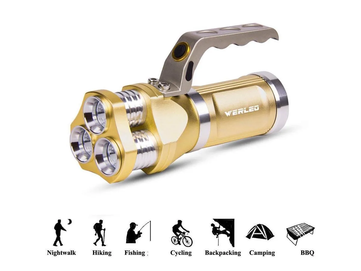 BONAEVER BONAEVER CREE T6 Tactical LED Flashlight Gold 2800 Lumens IP65 — product photo