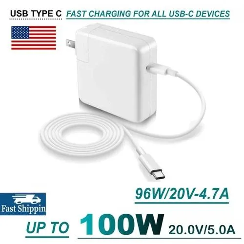 Black rectangular USB-C power adapter with 5.25ft cable