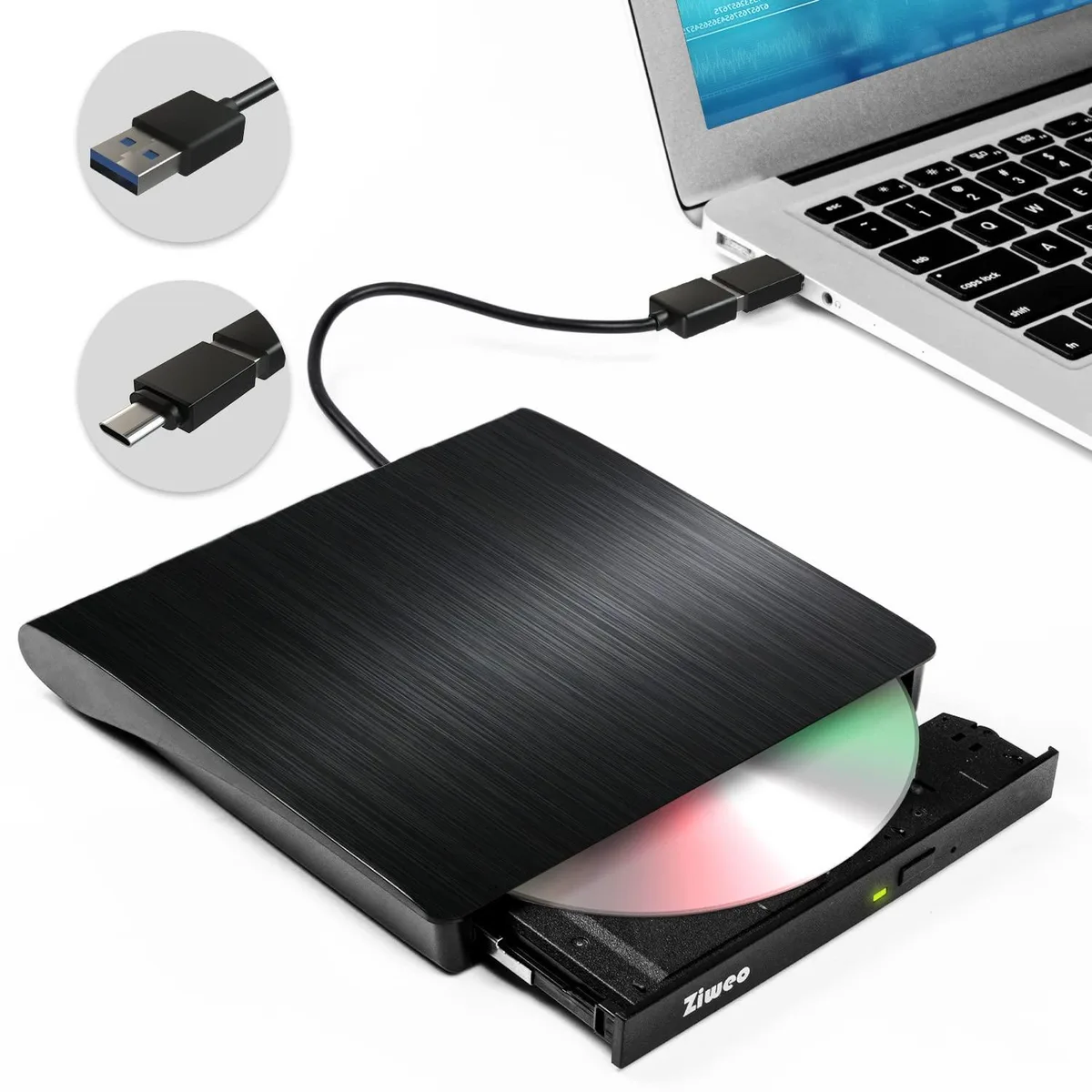 KEHIPI KEHIPI DVD Duplicator USB 3.0 Type-C 24x 6.4in Upgrade Black — product photo