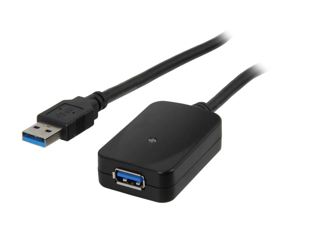 Black USB 3.0 extender cable with male to female Type-A connectors