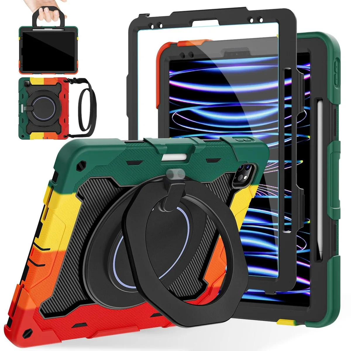 roiskin roiskin iPad Pro 12.9 Case 3rd-6th Gen 360 Stand Handle Strap 15ft Drop — product photo